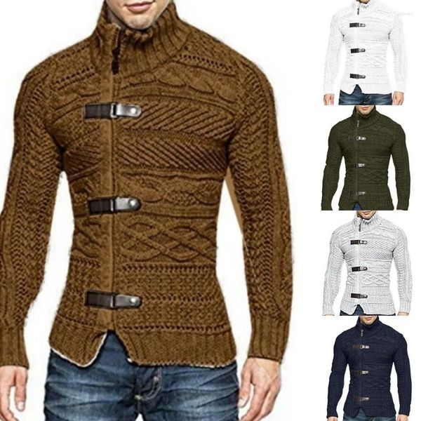 Maglioni da uomo Maglione cardigan a maniche lunghe lavorato a maglia con bottoni zip obliqui a trecce