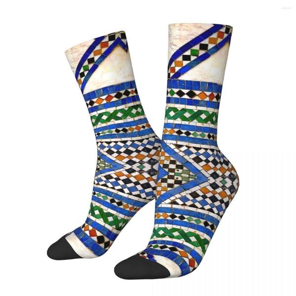 Herrensocken Hip Hop Vintage Fez Fliesenboden Verrückte Herrenkompression Unisex Doodle Art Harajuku Muster gedruckte Neuheit Happy Crew Sock