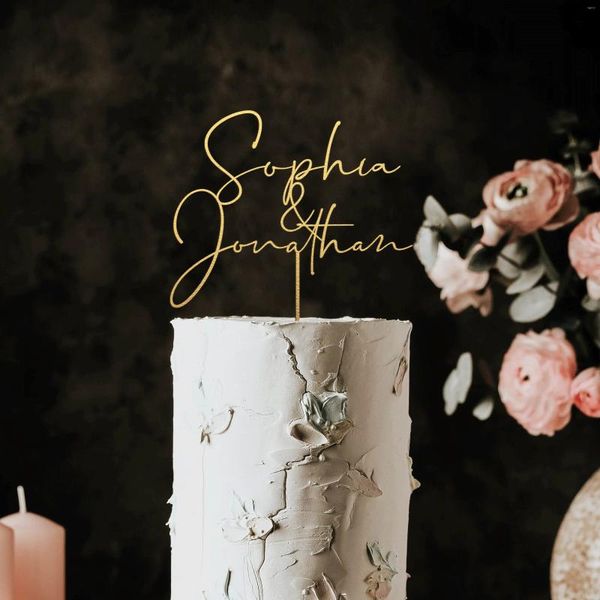 Articoli per feste Topper per torta con scritta personalizzata per matrimonio Mr e Mrs con coppia di cognomi Sposa Sposo Doccia