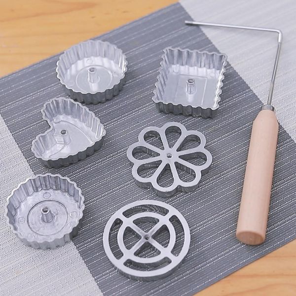 Moldes de cozimento 6pcs de impressão de bolo de impressão de molde de molde de biscoito Modelo Waffle Set Acessórios para panificação DIY Acessórios para panificação de bolo de decoração DIY 230421