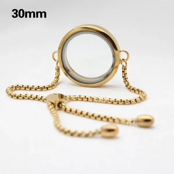 Charm-Armbänder, 20 mm, 25 mm, 30 mm, goldfarben, Edelstahl, schwimmende Charms, Medaillon-Armband für Frauen und Mädchen, Schmuckherstellung, Armreif, Geschenk