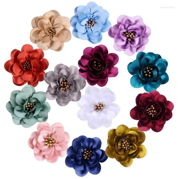 Haarschmuck 40 teile/los 5 cm Seidige Satin Blume Für DIY Handwerk Schuhe Tasche Dekorationen Stoff Baby Mädchen