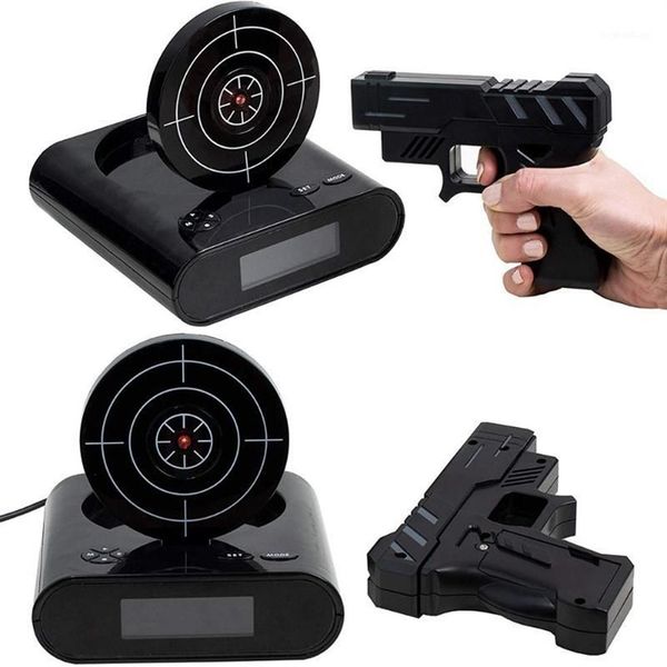 Andere Uhren Zubehör 1Set Gun Alarm Clock Shoot O'Clock Lock N Load Target Office Gadgets12648