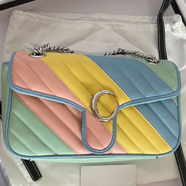 Moda Omuz Under Emberi Çanta Klasikler Metal Mektup Şerit Sırt Çantası Kadın Çantaları Lüks Gümüş Zincir Zarf Crossbody Çantalar