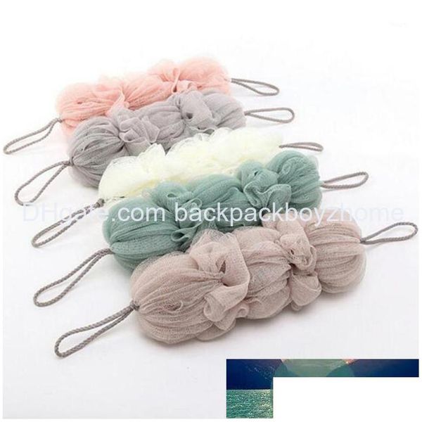 Badebürsten, Schwämme, Schrubber, Bürsten, größer, weicher Ball, Blumen-Design, einfarbig, lang, Luffa-Duschschwamm, Puff, Mesh Scrubber1 F Oto1Y