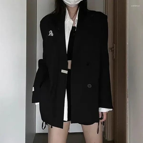 Abiti da donna sopra abiti larghi Abito solido Lungo blazer nero Cappotti da donna per le donne Offerte giacca invernale coreana Capispalla di alta qualità Saldi