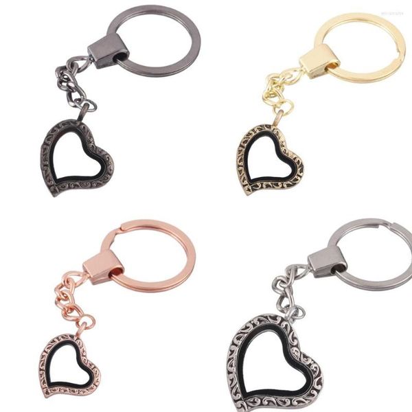 Portachiavi 10 pz/lotto Mix Sharp Plain Heart Love Memory Living Glass Portachiavi Medaglione Regalo fatto a mano da donna Gioielli all'ingrosso