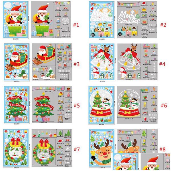 PVC Natal Adesivos Decalques Janela Adere Adesivo Festa Papai Noel Boneco de Neve Dupla Entrega DHCXK