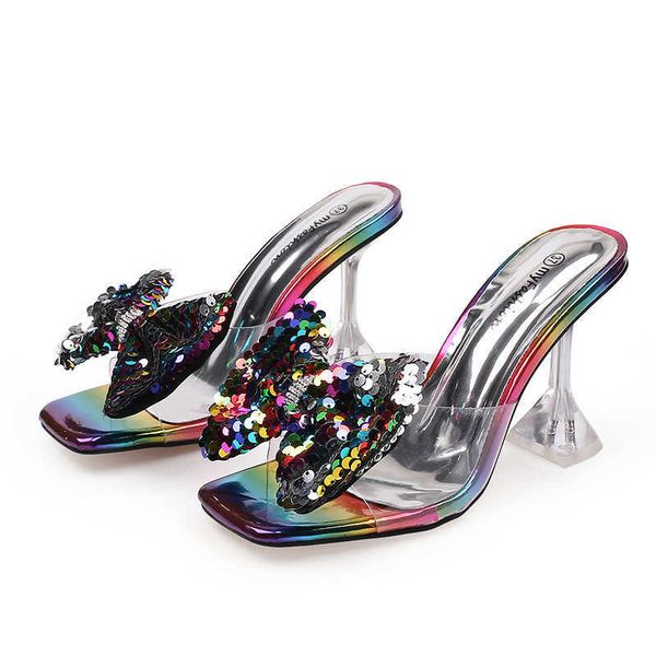 Платье обуви 2023 летние туфли женские высокие каблуки с блестками галстук бабочка