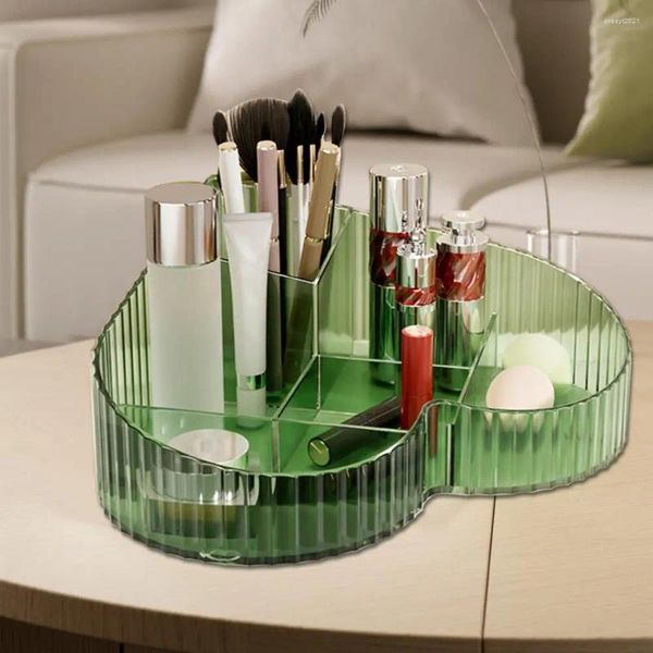 Scatole portaoggetti Organizer per trucco Scatola trasparente Cosmetico multiscomparto di lusso a forma di cuore per la casa