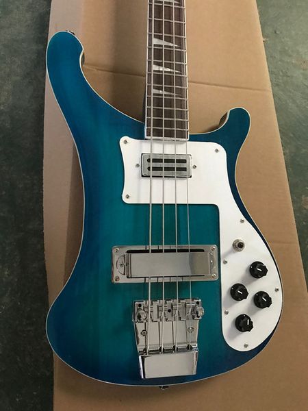 Özel Şeffaf Mavi 4 Dizeler bas gitar 4003 Rick Electric Bass 20 FRETS Güney Kore İthal Aksesuarlar