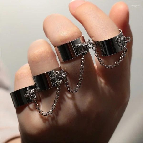 Кольца кластера Минимальные простые минималистичные украшения в стиле бохо с открытым пальцем для мужчин и женщин цельное темное кольцо индексные аксессуары для женщин