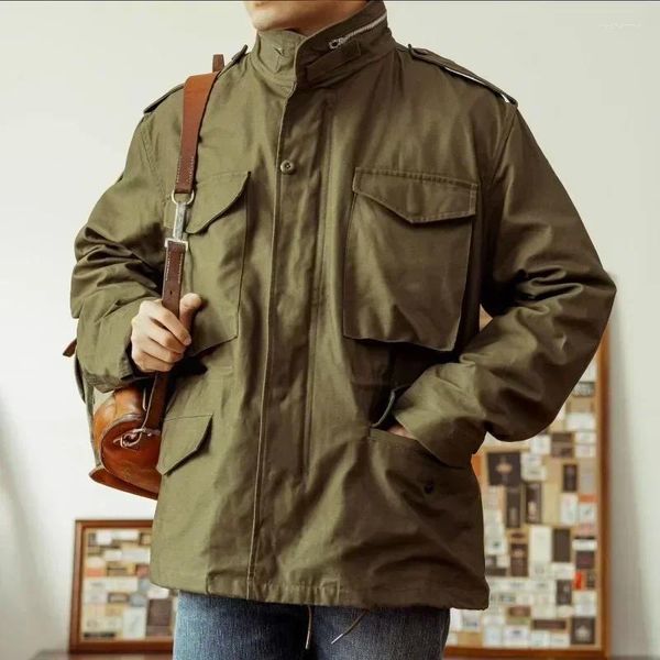 Giacche da uomo Giacca retrò americana Attrezzatura da campo Cappotto con cappuccio Trench Caccia funzionale