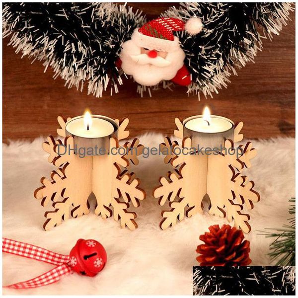 Kerzenhalter Holz Weihnachtshalter Set 12 Teile / satz Kerzenständer Baustein Urlaub Party DIY Dekor Drop Lieferung Hausgarten DHCXP