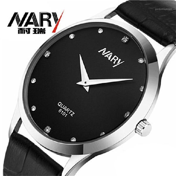 Нарученные часы Nary Simple Men Watch Watch Diamond Leather sterf Quartz Watch Ultra Thin Mudgio Relogio Masculino Reloje Hombre
