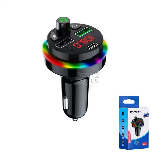 Tipo di riproduzione disco USB Ricarica rapida F16 Adattatore radio FM Lettore musicale Kit vivavoce per auto Lettore musicale MP3 USB per auto