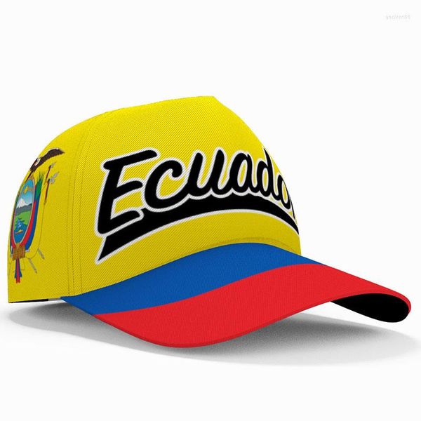 Ball Caps Ecuador Berretto da baseball Free 3d Custom Made Nome Numero Team Logo Ec Hat Ecu Paese Viaggio Nazione spagnola Bandiera ecuadoriana Copricapo