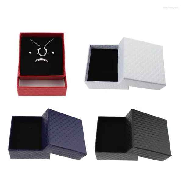 Schmuckbeutel Mode Karton Set Geschenkbox Ring Halskette Armbänder Ohrring Display Verpackungsboxen mit Schwamm im Inneren Rechteck