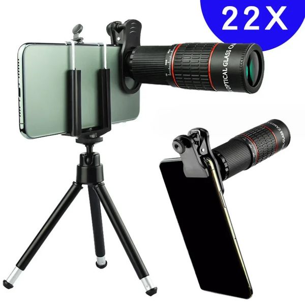 Teleskop dürbünleri 22x monoküler zoom cep telefonu telepo lens ile tripod klipli açık kamp turizmi tele 231121