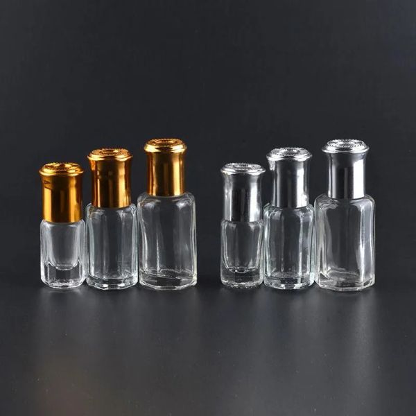 Atacado 3ml 6ml 10ml garrafas de vidro octogonais com rolo em garrafas de aroma bola de metal perfume frascos de embalagem de óleo essencial caso recarregável ll