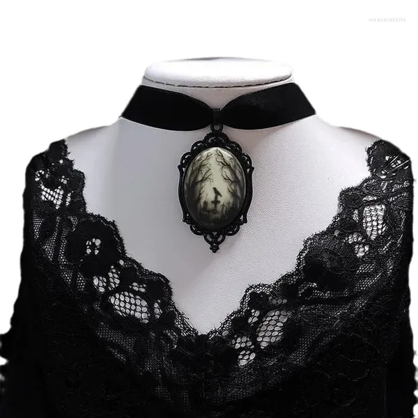 Anhänger Halsketten Mode Gothic Frau Mann Kragen Samt Choker Goth Schwarz Rose Blume Vampire Halskette Dunkle Halloween Geschenk Zubehör