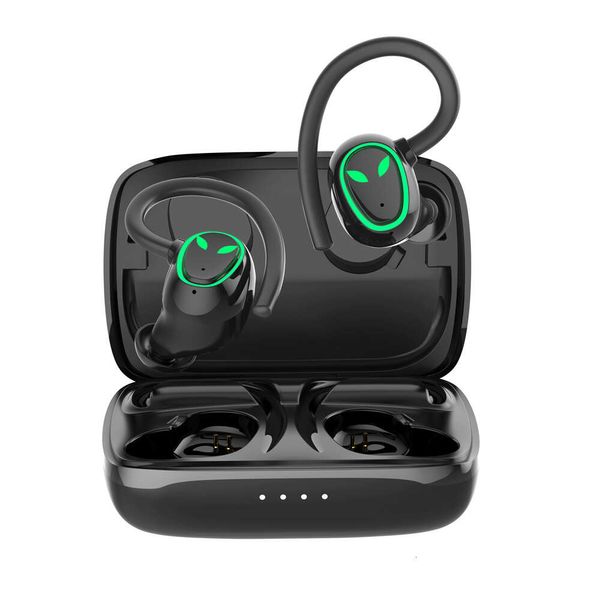 Auricolari Nuovi auricolari wireless Cuffie per lo sport H Cuffie con cancellazione del rumore per la riproduzione con ganci per le orecchie e microfono integrato Cuffie stereo Hi fi i