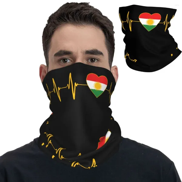 Eşarplar Kürt kalp atışı bayrağı Kürdistan Bandana Boyun Gaiter Baskılı Sarar Sardırı Sıcak Balaclava Binicilik Erkek Kadınlar Nefes Alabilir