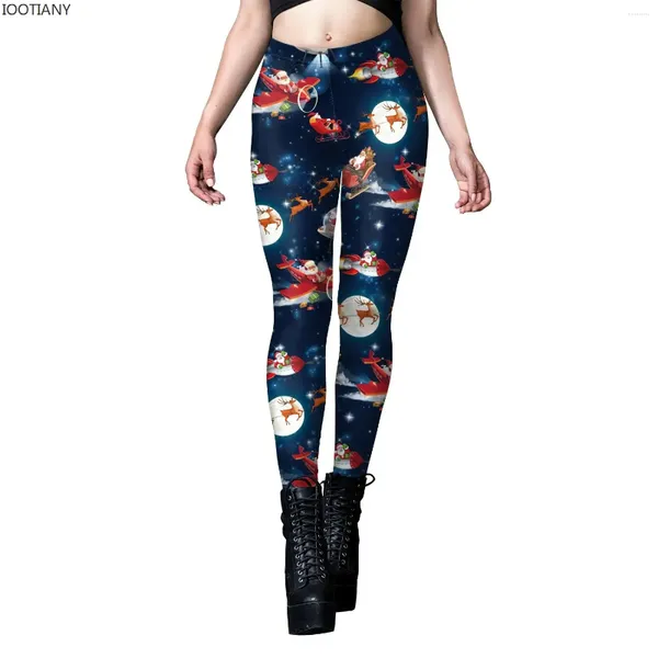 Damen Leggings 2023 IOOTIANY Frauen Hohe Taille Schlank Weihnachten Weihnachten 3D Gedruckt Bottoms Cosplay Hosen Ropa Mujer Jahr Legins