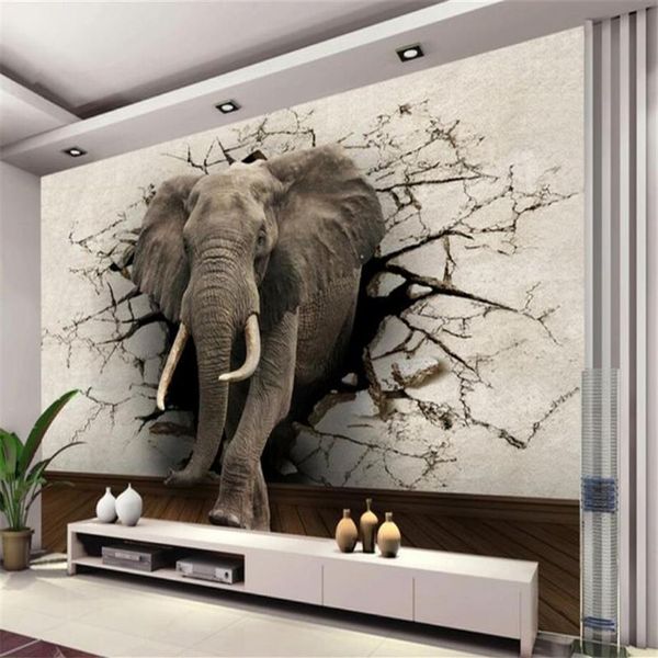 3d Tapete Elefant Wand Fernseher -Wand Hintergrund Wand Wohnzimmer Schlafzimmer TV -Hintergrund Wand Hintergrund für Wände 3 D196m