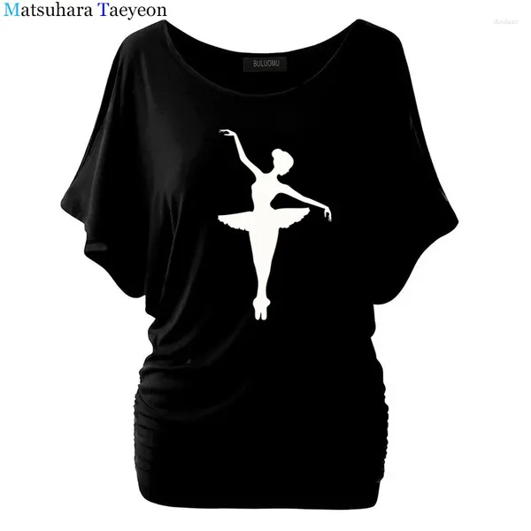 T-shirt da donna Ballerino di danza classica T-shirt in vinile 2023 Stampa di cotone Camicia estiva da donna Modello casual Divertente Tee da donna Moda