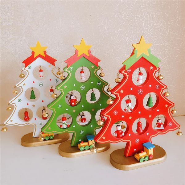 Decorações de Natal Mini Madeira Árvore de Natal Decoração Presente Bonito Home Desktop Office Decor Party DIY Presente Ano Crianças Presente 231121