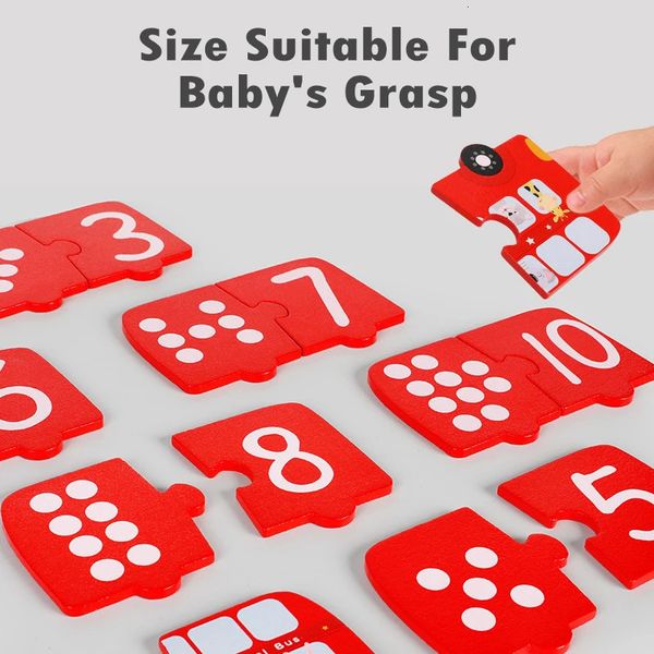 Brinquedos de aprendizagem Bebê Grande Jigsaw Número Animal Early Educacional Matemática Lógica Pensamento Digital Hand Grasp Matching Board Montessori Puzzle 231122
