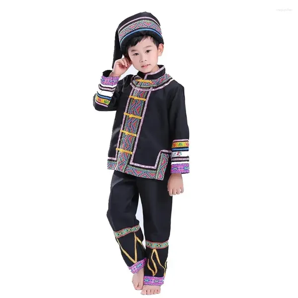 Palco desgaste menino miao trajes hmong roupas tradicionais chinesas roupas de dança folclórica para