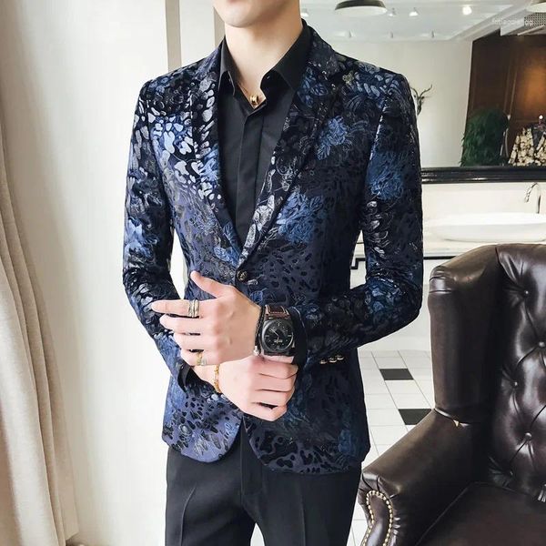 Ternos masculinos 2023 primavera outono homens de negócios casual estilo britânico vestido jantar veludo fino ajuste terno casaco jaqueta festa baile blazer M-5XL