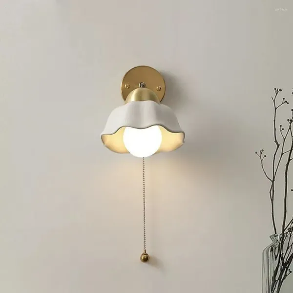 Wandleuchte Keramik Led Europäische Einfache Nachttischlampen Moderne Wohnzimmer Studie Zugseil Eisen Kunst Beleuchtung Hof Licht