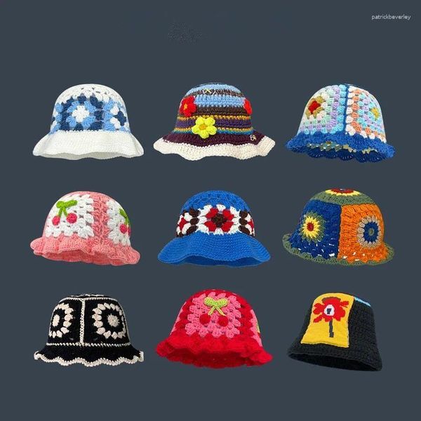 Berets Kaschmir Häkeln Gestrickte Hut Koreanische Hohl Frauen Handgemachte Haken Becken Frühling Sommer Sonnencreme Sonne Femme Alle Spiel