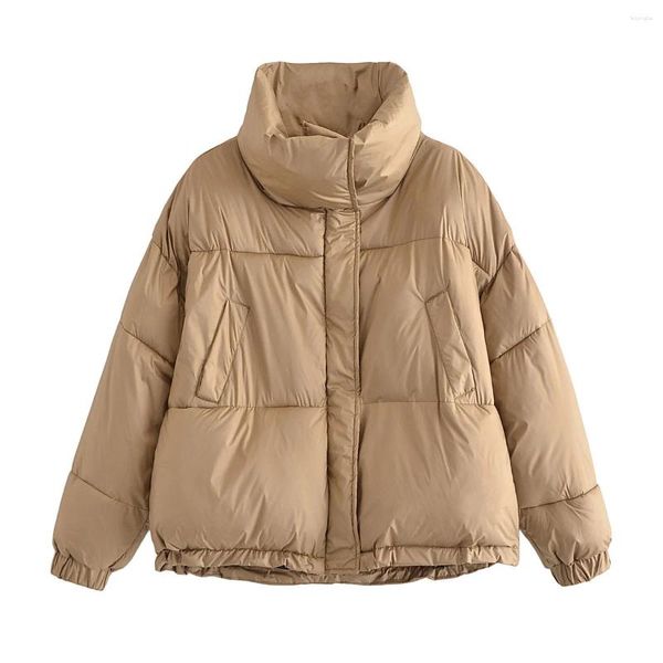 Damen Daunenjacke 2023, Winterjacke, Polyester, Reißverschluss, gerade, einfarbig, gepolsterter Mantel, warmer Parka, graue Baumwollkleidung