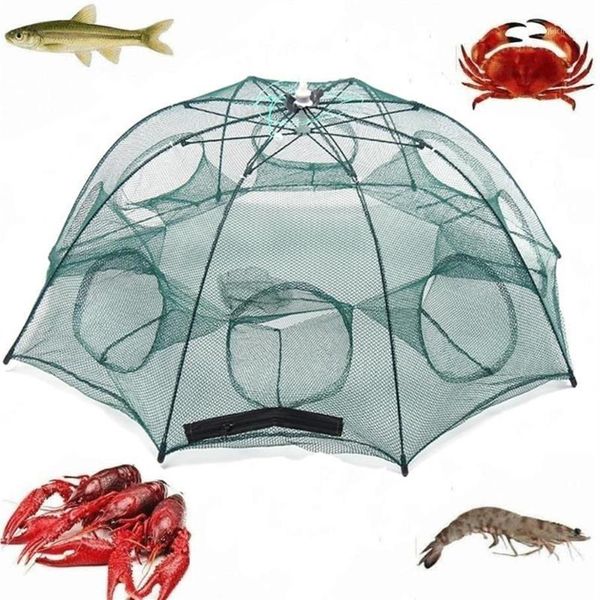 Rete da pesca piegata 4 6 8 10 fori trappola per gamberetti da pesca automatica rete per pesci gamberetti pesciolini granchio esche cast mesh trappola a rete1258m