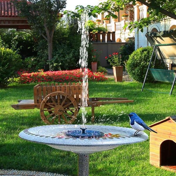 Decorações de jardim fonte solar LED iluminação redonda bomba recurso de água construir em bateria paisagem pássaro banho quintal piscina flutuante wi289a