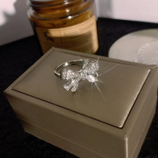 Anéis de cluster em ouro branco feminino anel Mosan diamante presente do dia dos namorados