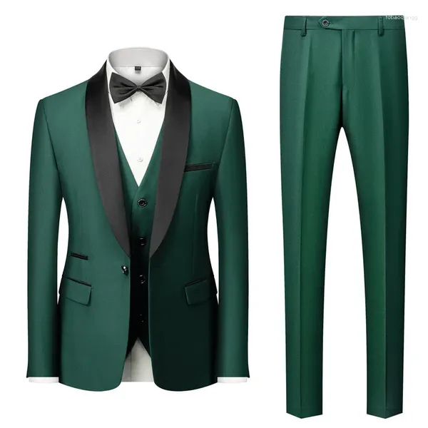 Männer Anzüge Business Casual Anzug Hochzeit Bräutigam Mann MC Kleid Große Größe Drei Sets Trajes Elegante Para Hombres Männer