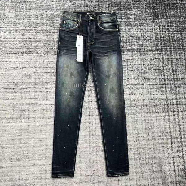 Модные мужские джинсы фиолетового бренда, крутой стиль, дизайнерские джинсовые брюки, рваные байкерские черные, синие джинсы, облегающие мотоциклетные размеры 28-40 929