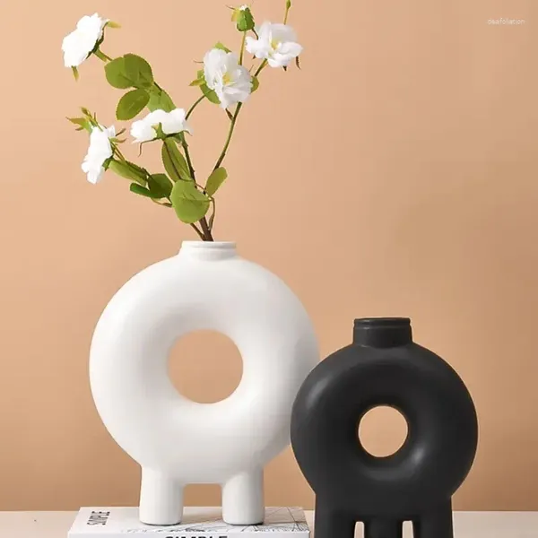 Vasen Kunstvase im nordischen Stil ist sehr einfach und abstrakt. Ruhiger Wind Keramik-Haushaltsblumendekorationen Terrarium