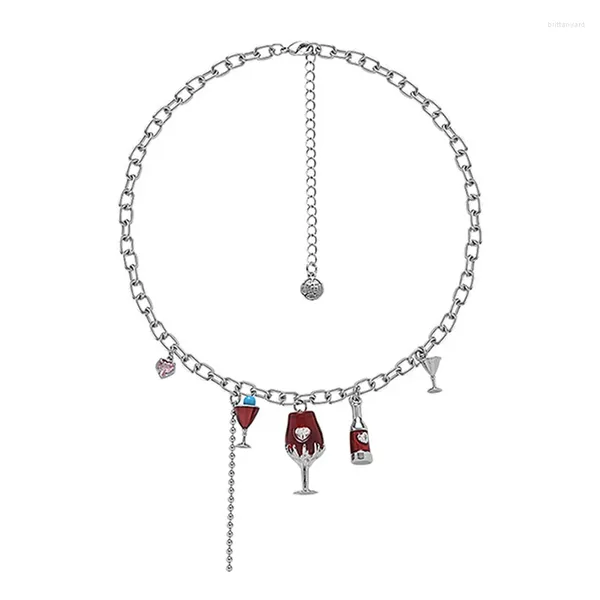 Ожерелья с подвесками Eetit, стильное уникальное бокал для вина из смолы, цепочка-воротник, ожерелье для женщин, серебряный цвет, эффектное очарование, шикарные ювелирные изделия