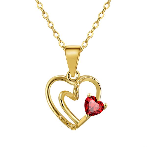 RINNTIN Gn136 ювелирные изделия, ожерелья, натуральный драгоценный камень, гранат, подвески, комплект, золотое ожерелье в форме сердца, женское высокое качество