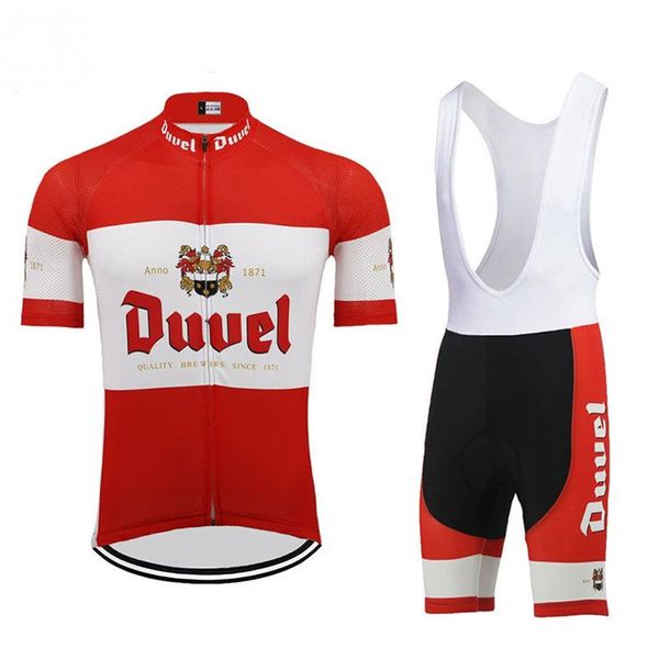 Duvel cerveja men conjunto camisa de ciclismo vermelho pro equipe ciclismo roupas 9d gel respirável almofada mtb estrada mountain bike wear corrida clo bicicleta 2897