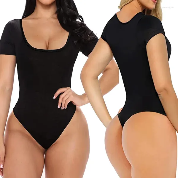 Modeladores femininos europeus e americanos, espartilho cinched com decote quadrado, sem costura, manga curta, costas em t, espartilhos modeladores do corpo