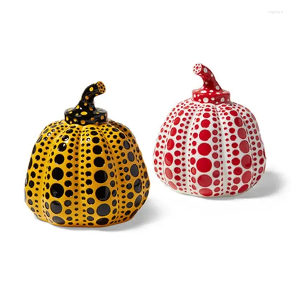 Relógios de mesa YAYOI KUSAMA ONDA PONTO ABÓBORA PINTADA À MÃO RESINA CRAFT FIGURINE ESTÁTUA CRIATIVA ARMÁRIO DE VINHO ORNAMENTOS X1066