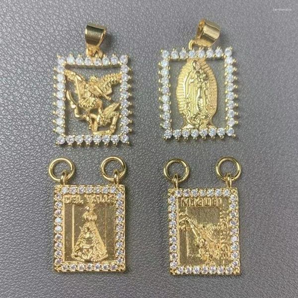 Kolye Kolyeleri Yüksek Kaliteli Madalya Zirkon St Michael Guadalupe Virgin Seragats Mücevher Yapma Dini Bilezik Kolye Takıları