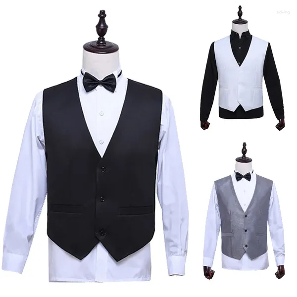 Gilet da uomo Cinema Pografia Host Stage Master Vest Performance Suit Abito Coro grigio bianco e nero